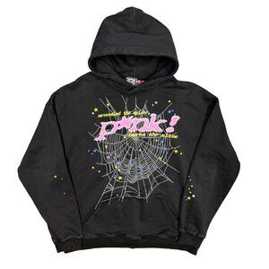 Sp5der P*nk Hoodie Nevermind The Slime Made in USA Cotton Black Oversized XL